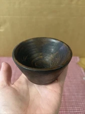 18th Century Prim Pine Wood Salt Or Spice Cup , Nice Dark Patina & Dry Surface