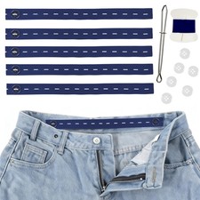 12 Pack Waist Tightener Pants Adjustable Jeans Button Elastic Extenders Blue