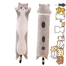Long Plush Pillow Toy Sleeping Pillow Cute Cartoon Cat 19.68inch Gray Cat