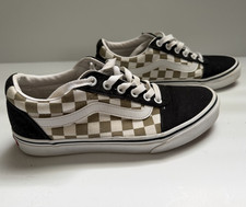 VANS Old Skool Checkered LowTop Sneakers Black White Beige- Women  s 7.5 - Mens 6