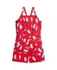 Polo Ralph Lauren Big Girls Sailboat-Print Canvas Romper Size 14 NEW Fast 2 SHIP