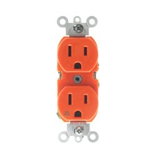 LEVITON 5262-IG ISOLATED INDUSTRIAL HD DUPLEX RECEPTACLE, 15-AMP, 125V, ORANGE