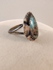 ​Antique Native Sterling Silver 925 Turquoise Leaf Split Shank Ring Sz 6 Vintage — photo 4
