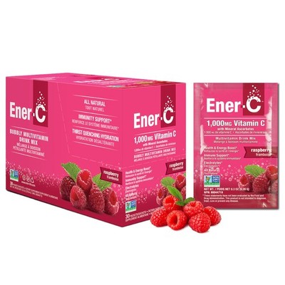 1/28 Ener-C Raspberry Multivitamin Drink Mix Powder Vitamin C 1000mg & Electroly