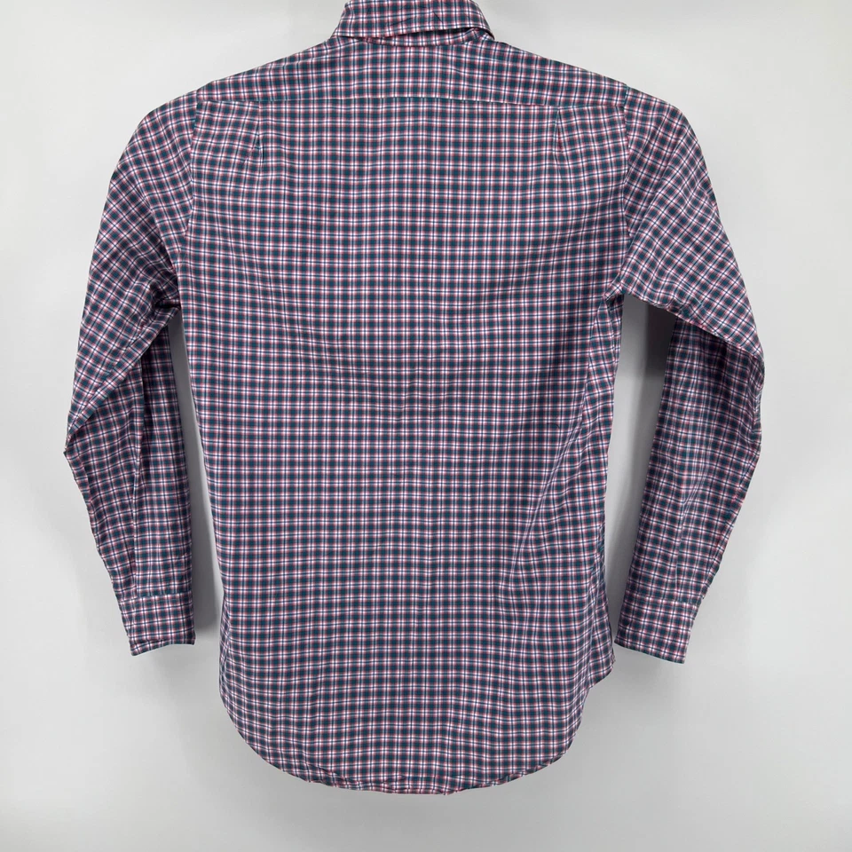 Sid Mashburn 格子纽扣长袖正装衬衫剪裁适合男式 Med — 第 3/4 张图片