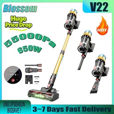 Blossom V22 Cordless Vacuum Cleaner 650W 55kPa Strong Suction 1.2L LED Display f