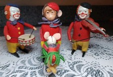 Vintage Schuco Wind Up Toys 2 Clowns Drummer, Violinist  Dancing Monkey  Mouse