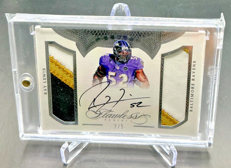 2016 Panini Flawless RAY LEWIS Greats Game Used Jersey Patch AUTO 2/5 Ravens