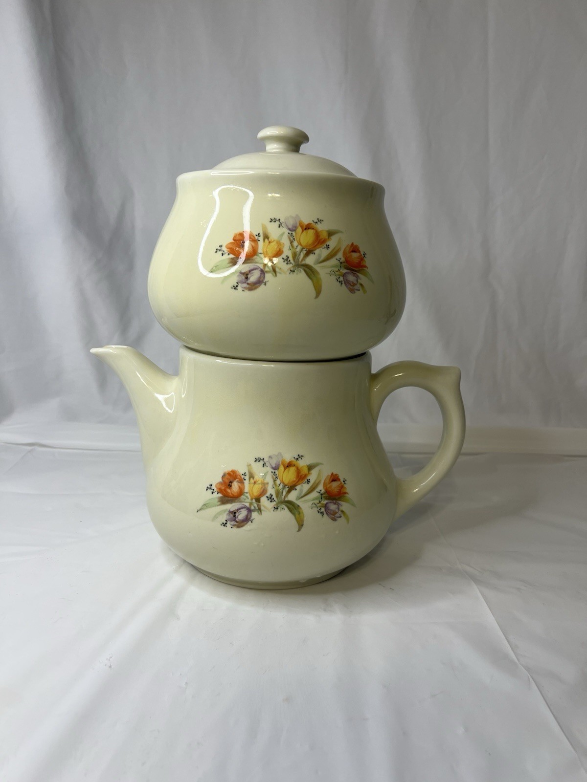 VTG Hall China Drip-o-Lator Coffee Pot With Tulip Pattern Ceramic