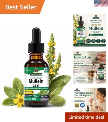 Natures Answer Mullein Leaf 1000 mg, 1 oz - Alcohol Free Herbal Supplement - ...