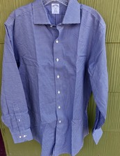 BROOKS BROTHERS REGENT Men's Blue  White Check Button-Up Shirt Size 16.5-4/5