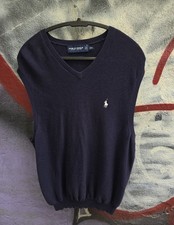 Vintage Polo Golf Ralph Lauren Sweater Vest Mens Sz XL V-Neck Blue Italian Yarn