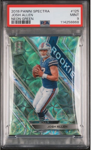 PSA 9🔥2018 Panini Spectra Neon Green Prizm Josh Allen Bills RC Rookie /30 Rare