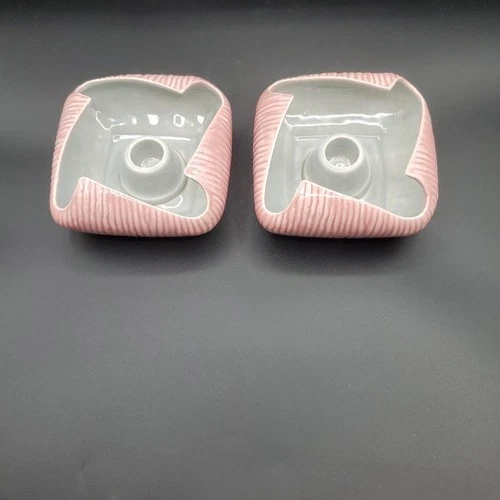 MCM Vintage Red Wing TEXTURA Candle Holders/Sticks Pink/Grey Raided Edge