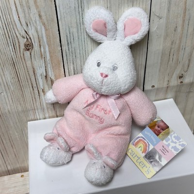 Carter's Baby My First Bunny Pj Rabbit Slippers Plush Terry Cloth Lovey Rattle