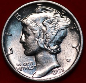 Uncirculated 1935 Philadelphia Mint Silver Mercury Dime