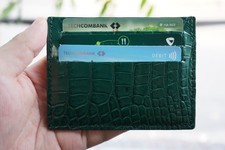 Green Real Croc Belly Leather Slim Card Holder