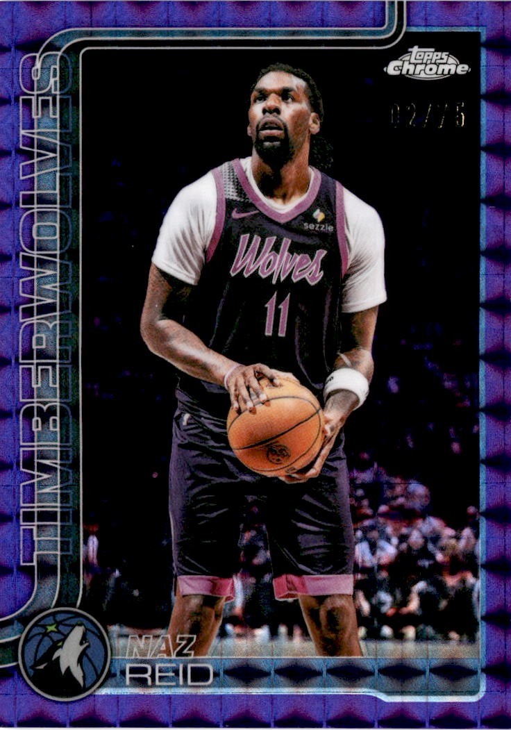 2025-26 Topps Chrome Update #71 Naz Reid Purple Geometric /75 Timberwolves
