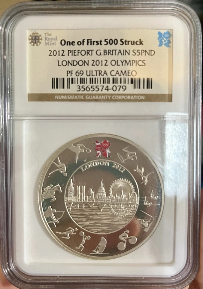 2012 NGC PF69 Ultra Cameo Great Britain Piedfort Silver Proof £5 London Olympics - Image 2 of 4