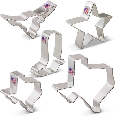 Ann Clark 5-Pc. Texas Cookie Cutter Set, Made in USA, Large & Small Texas State,
