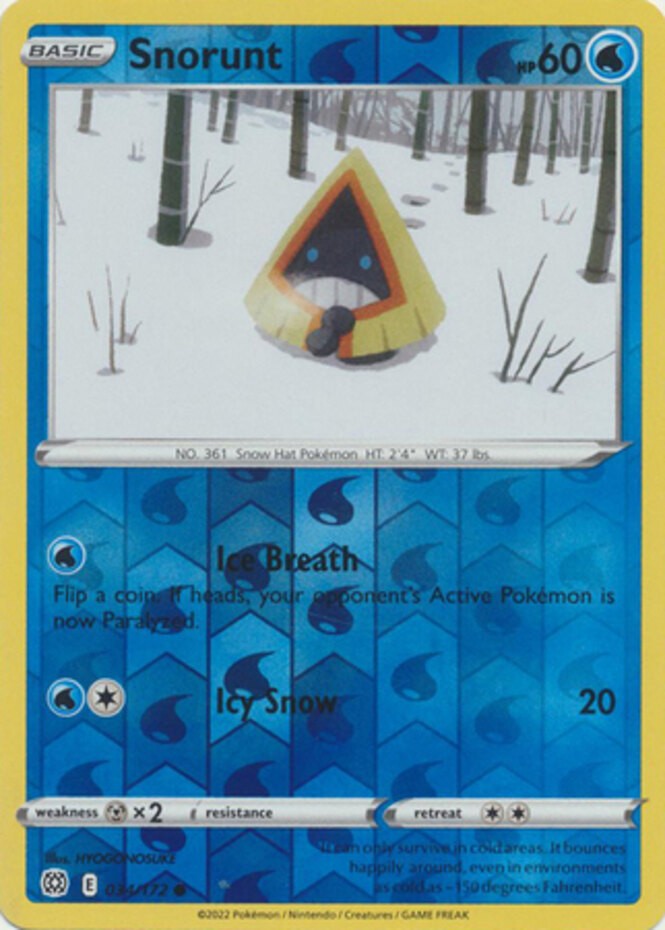Snorunt - 034/172 - Common - Reverse Holo - Near Mint