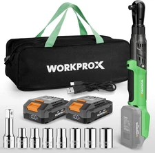 WORKPROX Electric Ratchet Wrench 1/2" Set, 20V Cordless Ratchet Wrench Kit, 74Ft