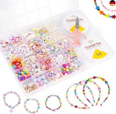 Perlen set Schmuck Basteln Mädchen, Ketten Basteln Kinder Mädchen, Armbänder Se