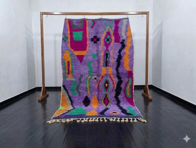 Handwoven Wool Beni Ourain Rug   Colorful Abstract Moroccan Berber Carpet