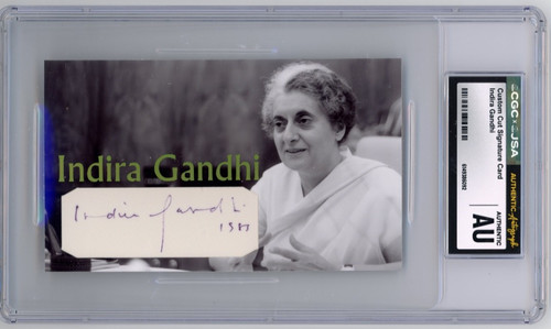Indira Gandhi Signed Custom Cut Prime Minister Card JSA CGC Autograph Auto