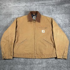 VTG Carhartt Jacket Men's 46 Brown Detroit Style Blanket Lined J01 BRN USA Made