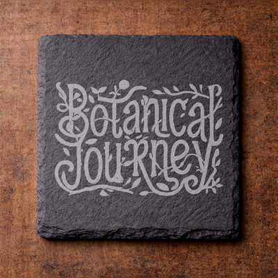 Botanical Journey Slate Coasters Set of 4 | Square Stone Plant Decor