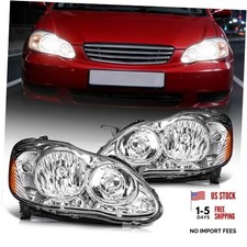 Headlights Assembly Compatible with 2003 Amber-Chrome/for 2003-2008 Corolla