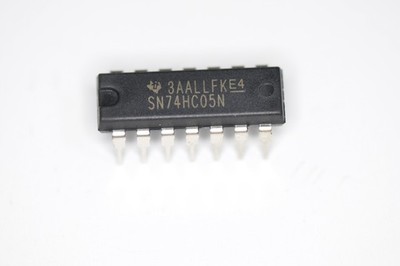 (5 pcs) Texas Instruments SN74HC05N   Hex Inverter   Open Drain   DIP 14   NOS