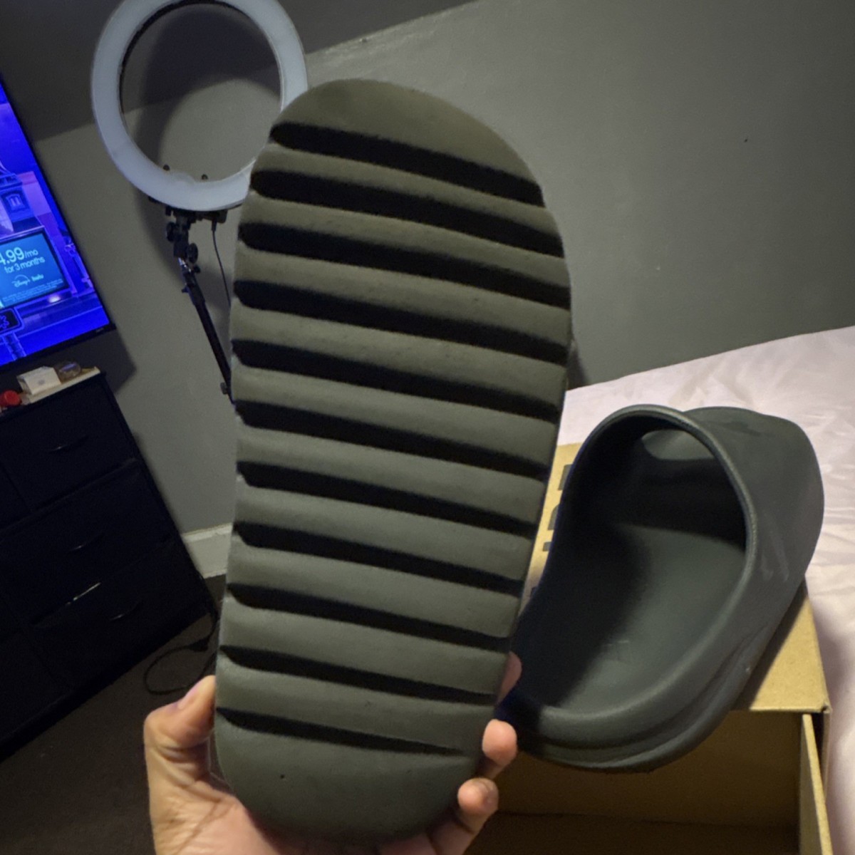 adidas Yeezy YZY Slide Gray Logo Comfort Men's US 11 EU 46 UK 11