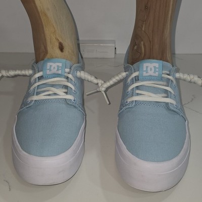 DC Shoes Trase Platform TX Light Blue Women's Platform Canvas Sneakers Lace Up