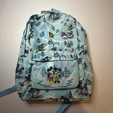 NWT Disney Parks Mickey Minnie Friends Blue Winter Full Size Backpack Laptop