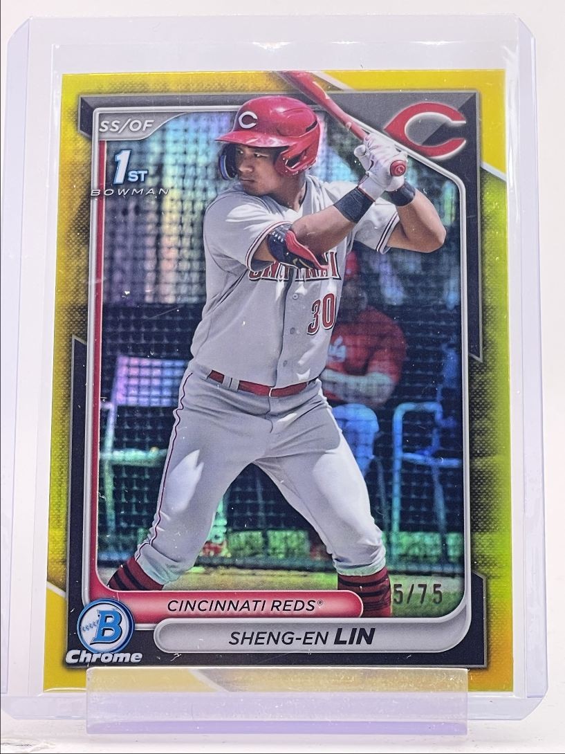 SHENG-EN LIN 2024 BOWMAN CHROME 1ST YELLOW REFRACTOR REDS /75 Q2293