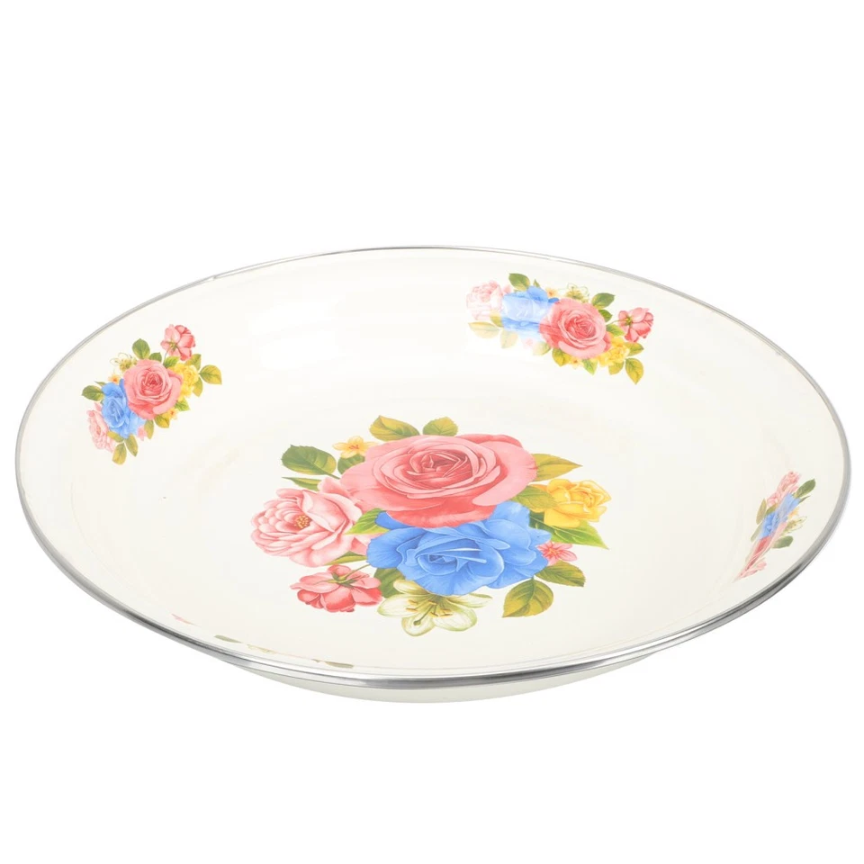 Decorative Serving Platter Service Plate Parties Fruit Tray Enamel Ware Dishes