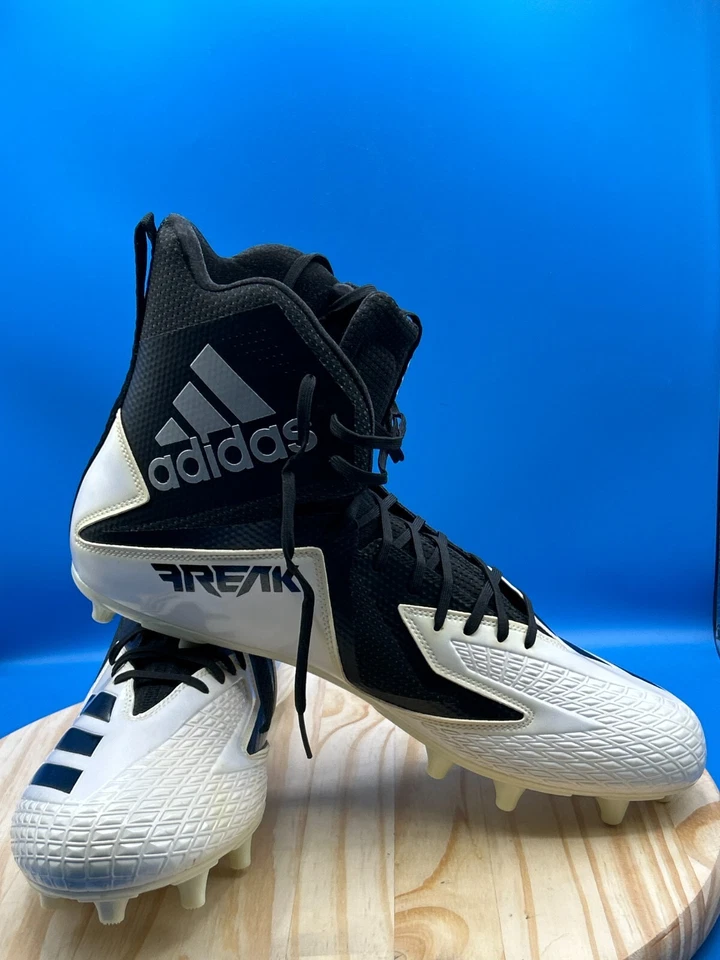 Adidas Football Cleats SM Freak High Wide 2 Men's Size 18 Black White Leather - Image 2 of 4