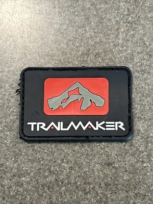 Raised Rubber Trailmaker Black Red Mountain Logo Sew On