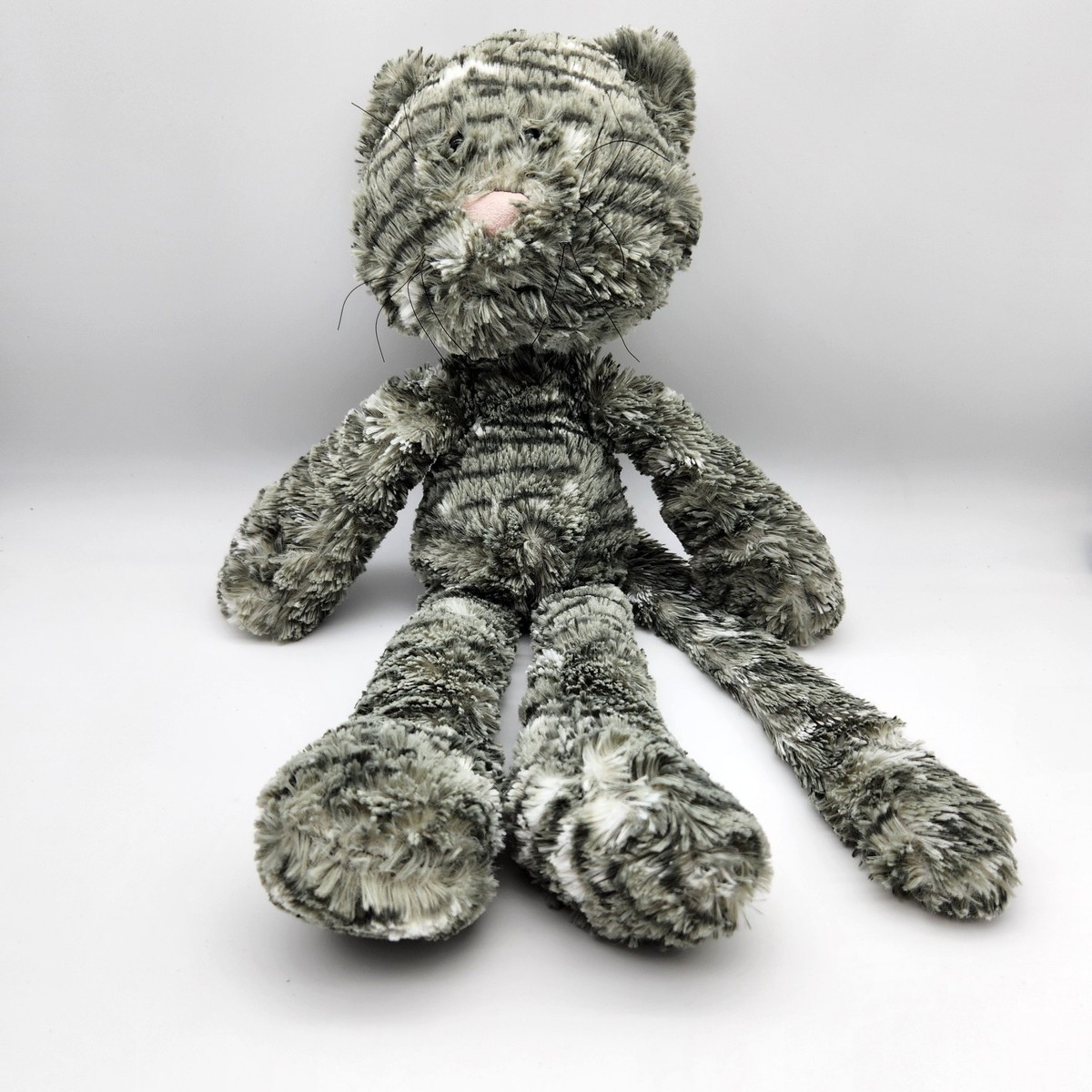 Jellycat Merryday Cat Plush Soft Toy Gray Tabby Stripe Long