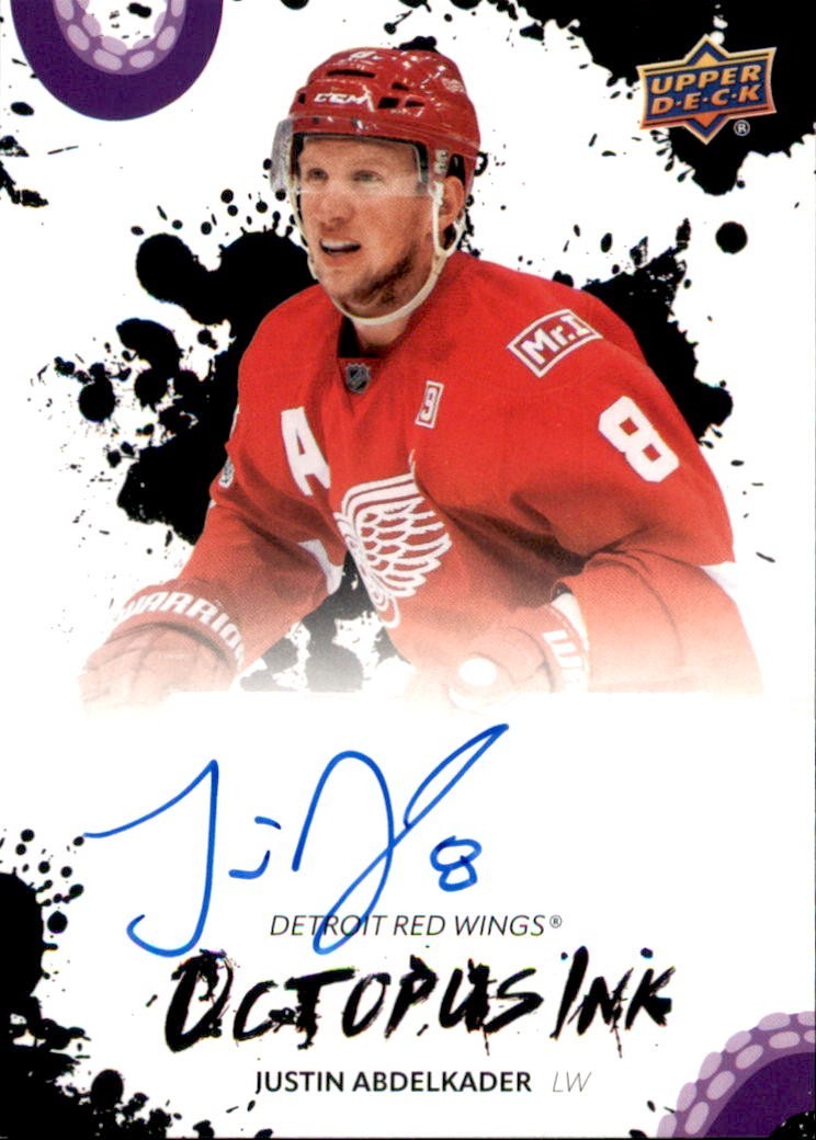 Justin Abdelkader 2025/26 Upper Deck Red Wings Centennial Octopus Ink Auto Card