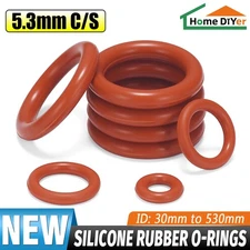 Red Silicone O Rings Seals 5.3mm Cross Section 30mm-530mm ID Food Grade O Ring