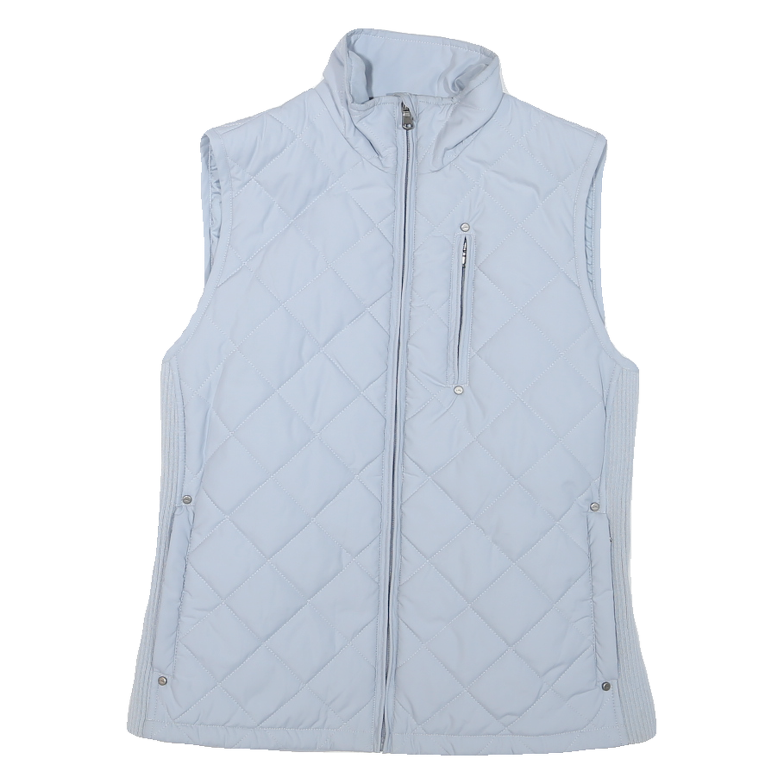 LAUREN RALPH LAUREN Womens Pale Blue Quilted Sleeveless Jacket S Polyester Zip