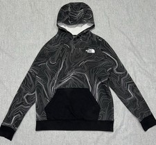 The North Face Boys Black White Geometric Fleece Pullover Hoodie L/G 14/16