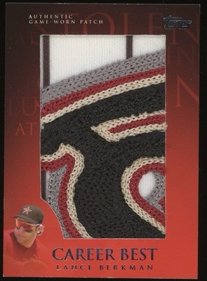 2009 Career Best Lance Berkman Jumbo Patch Pinstripe Relic /20 Astros Damaged