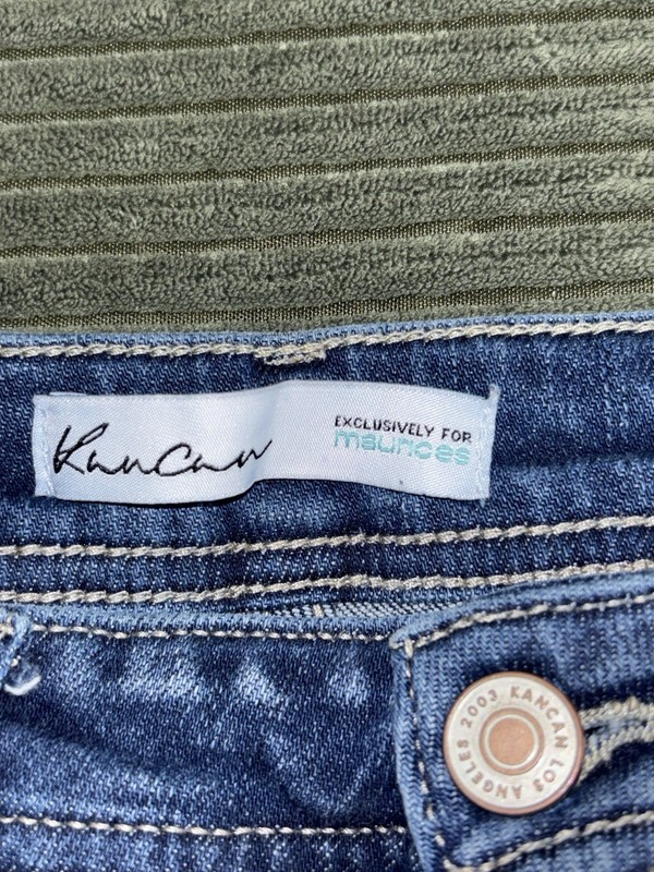 KanCan Women's Medium Wash Blue Denim flare Mid Rise Distressed