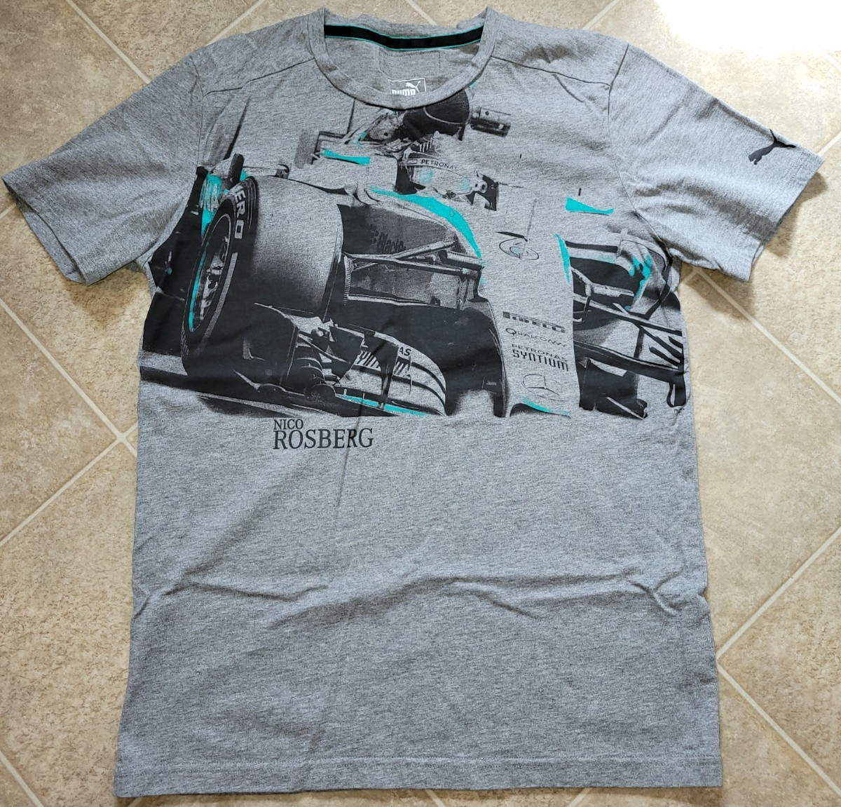 Nico Rosberg #6 Formula 1 Mercedes Gray Short Sleeve Shirt f