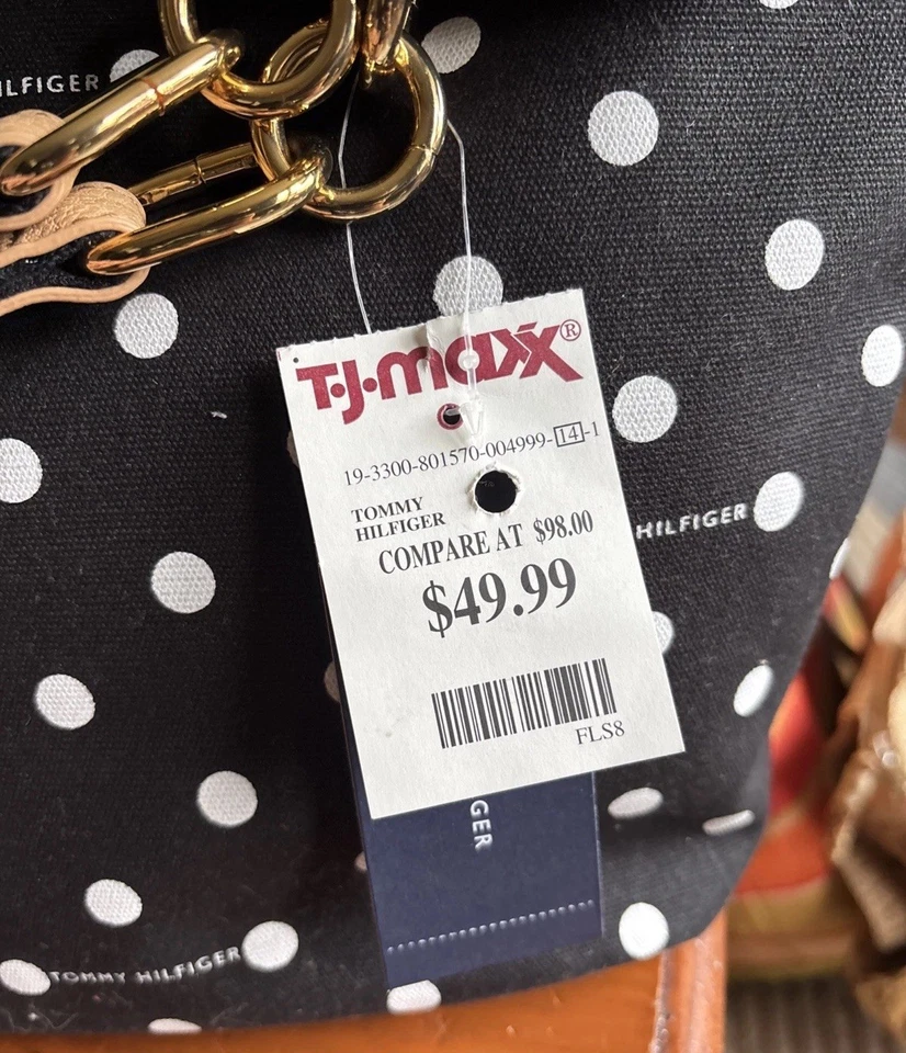 Tommy Hilfiger Polka Dots Tote Shoulder Bag Black Magnetic Snap Closure NWT - Image 3 of 4