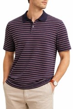 Ted Baker Luxury Polo Shirt Men Size 5 XL Striped Blue Purple, 100 Cotton